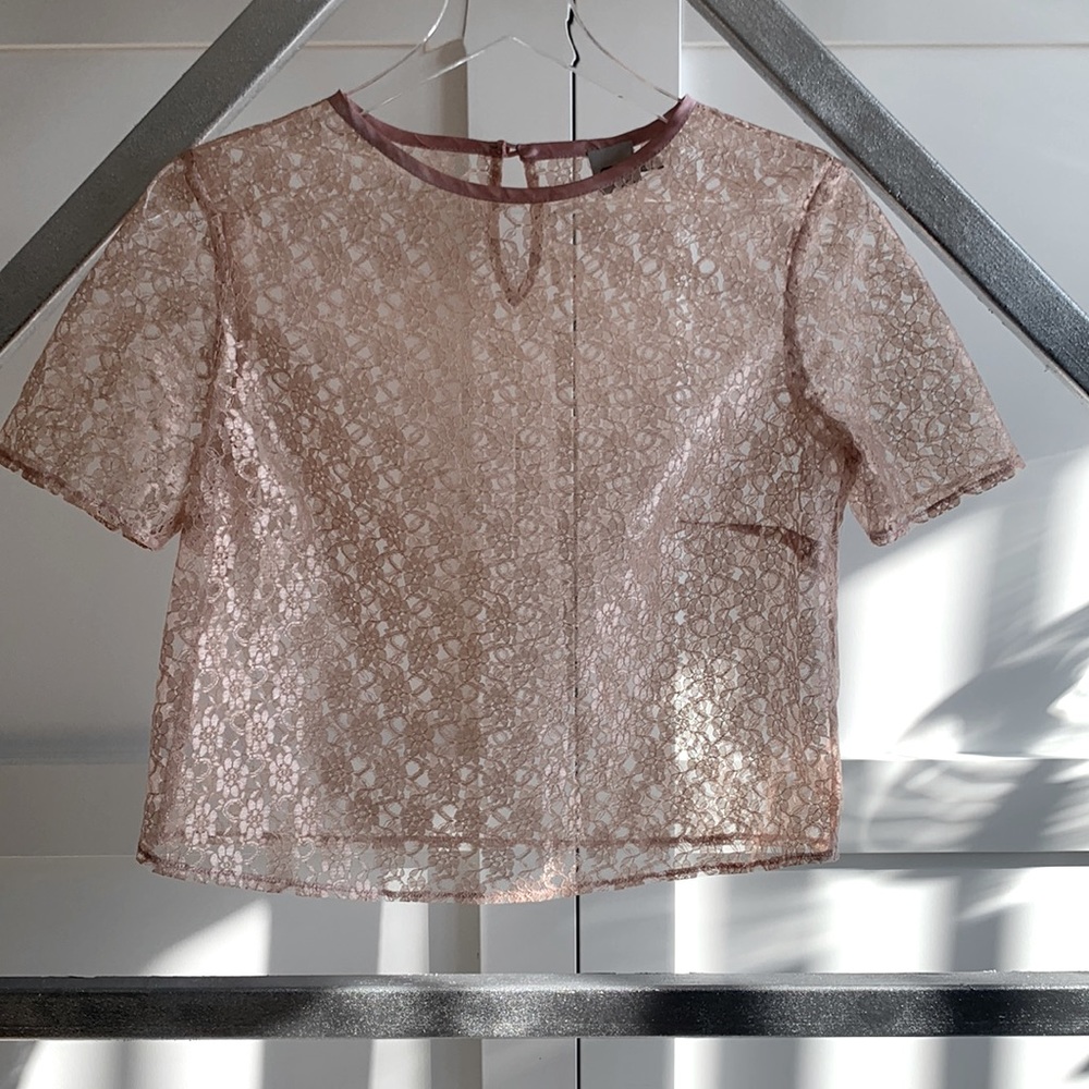 Delicate pink lace crop top